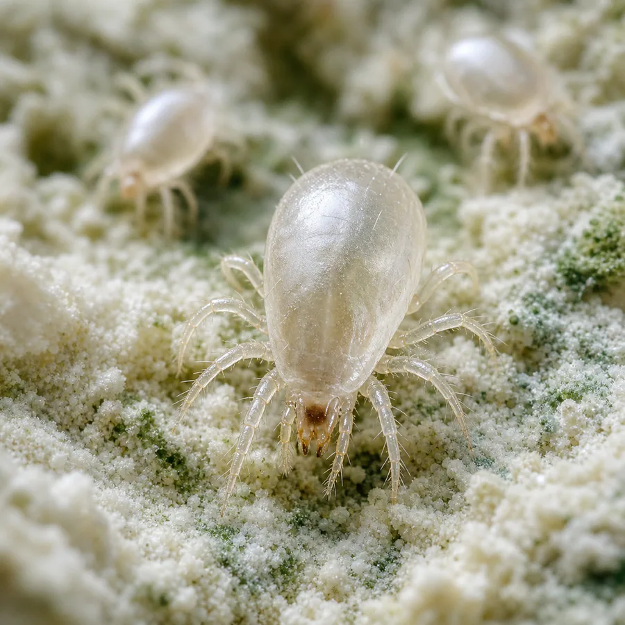 Ácaro de la harina (Acarus siro y Tyrophagus spp.) — imagen original Agroambiental para identificación orientativa