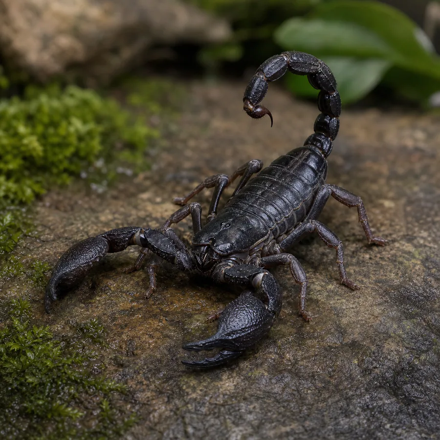 Alacrán negro o de jardín (Bothriurus spp.) — imagen original Agroambiental para identificación orientativa