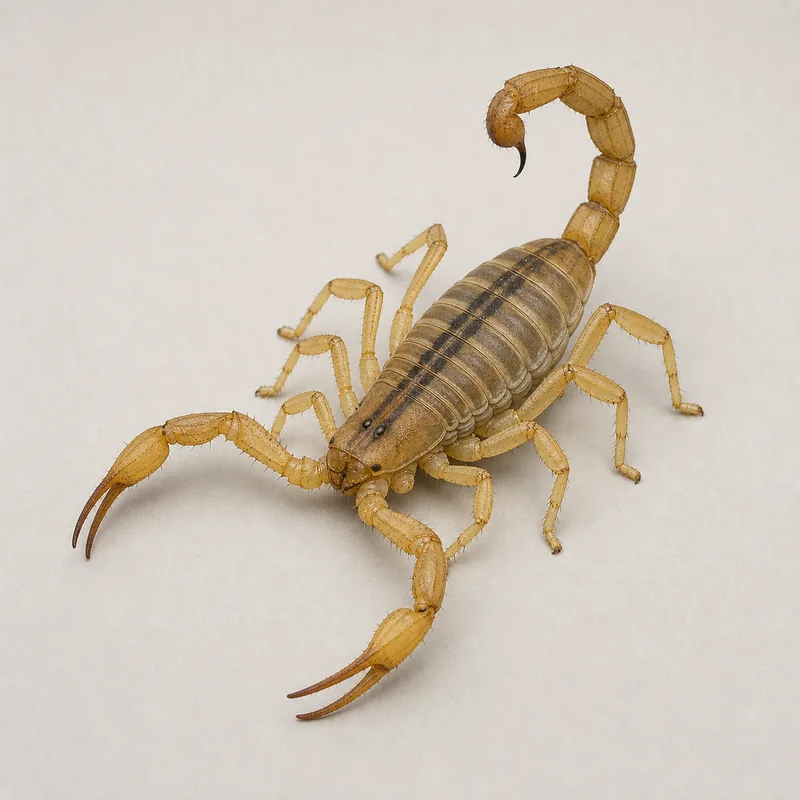 Alacrán de tres bandas (Tityus trivittatus) — imagen original Agroambiental para identificación orientativa