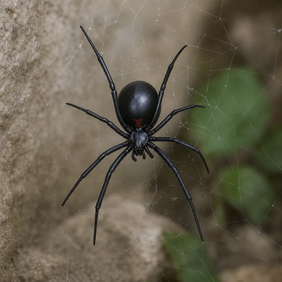 Viuda negra (Latrodectus spp.) — imagen original Agroambiental para identificación orientativa
