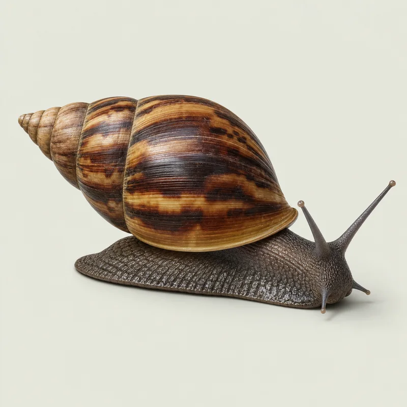 Caracol gigante africano (Lissachatina fulica) — imagen original Agroambiental para identificación orientativa
