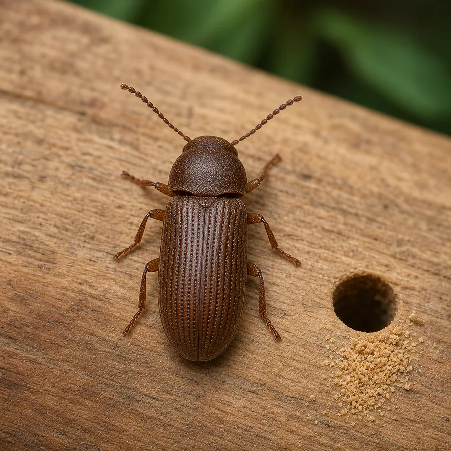 Carcoma común de los muebles (Anobium punctatum) — imagen original Agroambiental para identificación orientativa