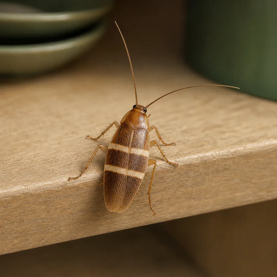 Cucaracha de banda marrón (Supella longipalpa) — imagen original Agroambiental para identificación orientativa