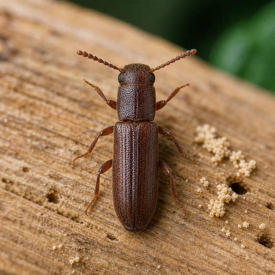 Taladro de madera dura (Lyctus brunneus) — imagen original Agroambiental para identificación orientativa