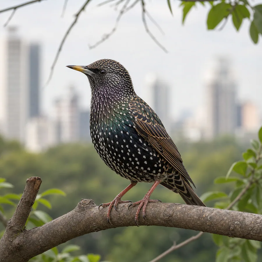 Estornino pinto (Sturnus vulgaris) — imagen original Agroambiental para identificación orientativa