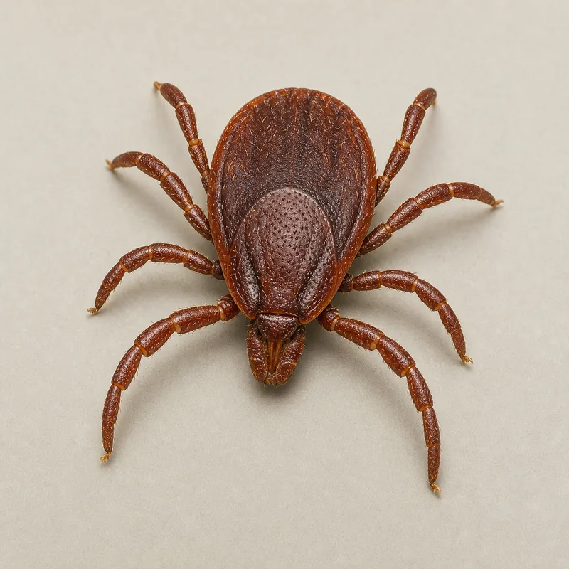 Garrapata marrón del perro (Rhipicephalus sanguineus) — imagen original Agroambiental para identificación orientativa