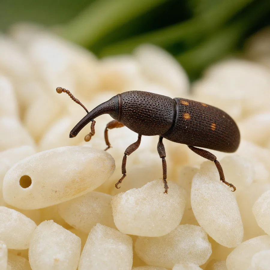 Gorgojo del arroz (Sitophilus oryzae) — imagen original Agroambiental para identificación orientativa