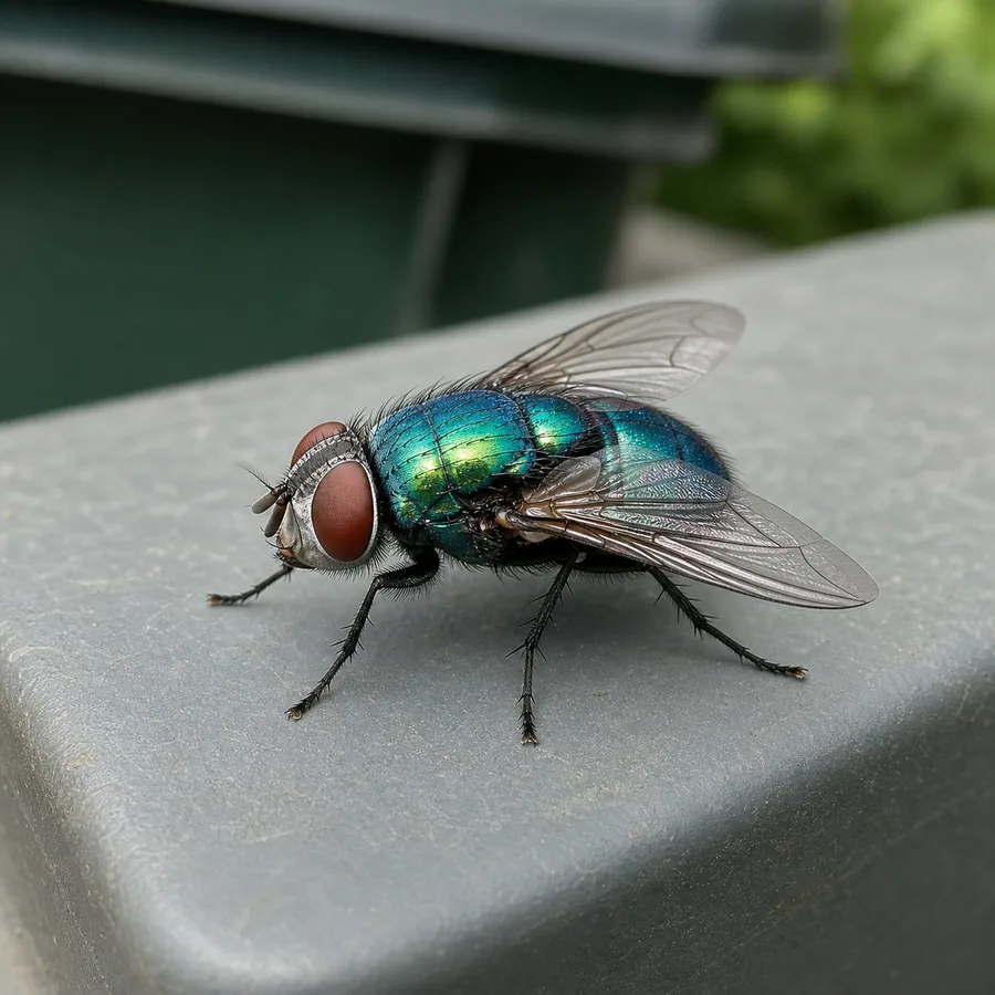 Mosca azul o verde (Calliphoridae) — imagen original Agroambiental para identificación orientativa