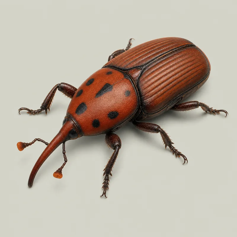 Picudo rojo de las palmeras (Rhynchophorus ferrugineus) — imagen original Agroambiental para identificación orientativa