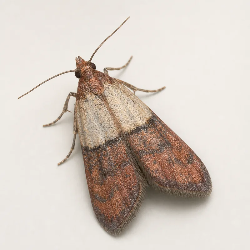 Polilla de los alimentos (Plodia interpunctella) — imagen original Agroambiental para identificación orientativa