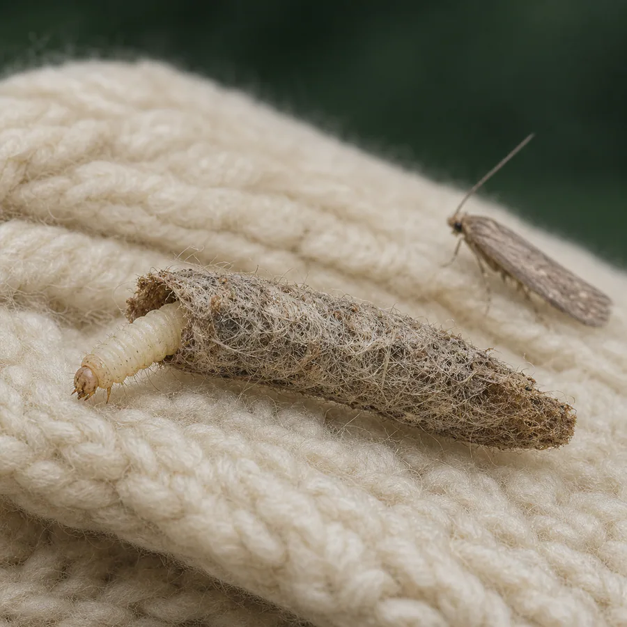 Polilla portacaso de la ropa (Tinea pellionella) — imagen original Agroambiental para identificación orientativa