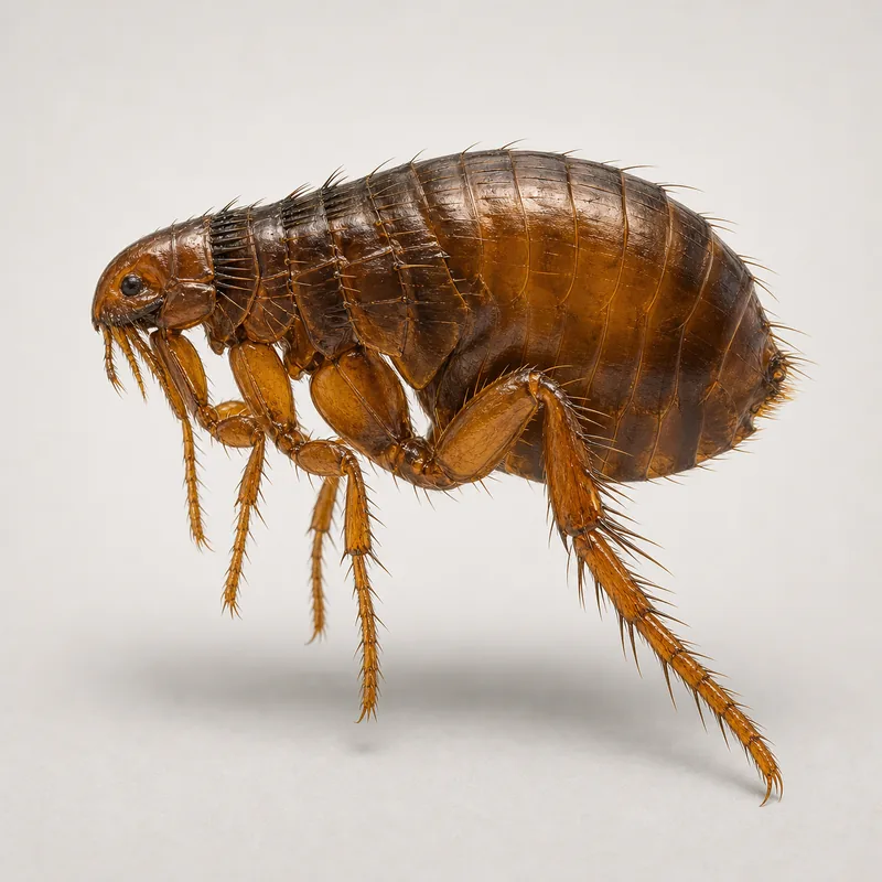 Pulga (Ctenocephalides felis) — imagen original Agroambiental para identificación orientativa