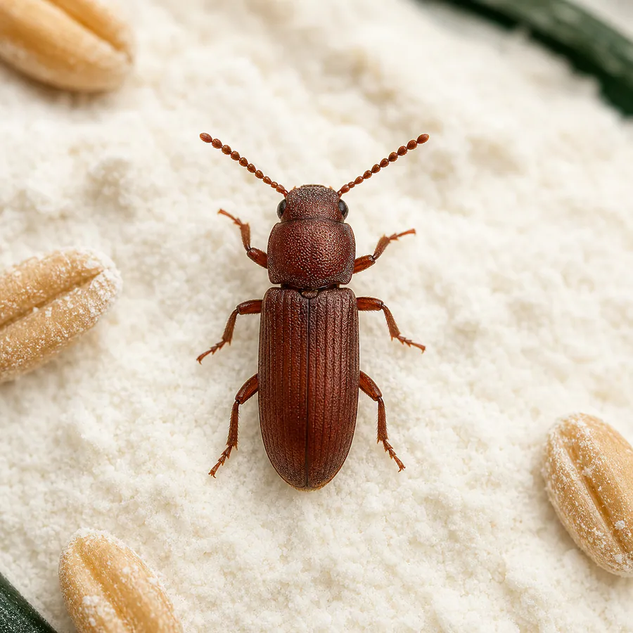 Tribolio rojo de la harina (Tribolium castaneum) — imagen original Agroambiental para identificación orientativa