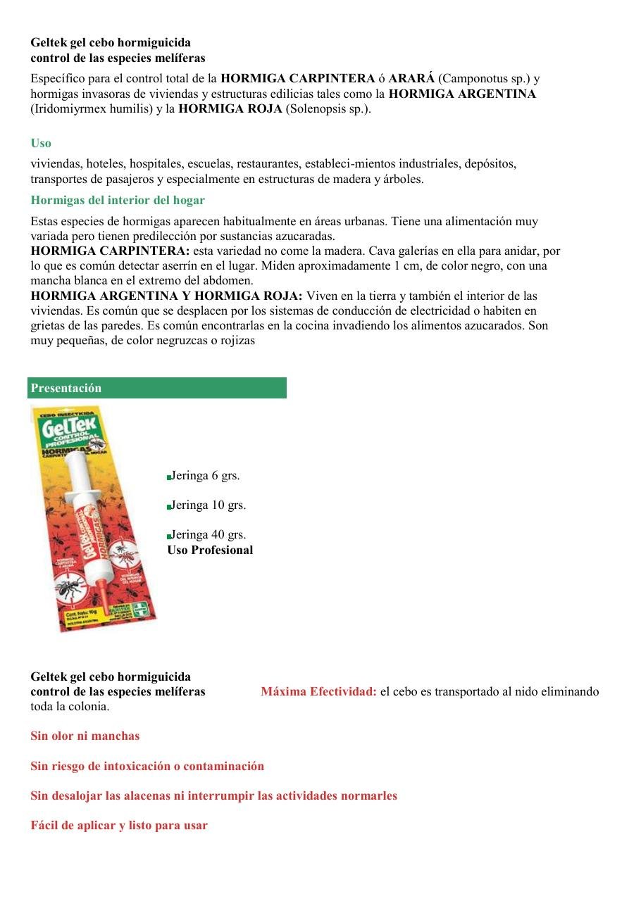 Geltek gel hormiguicida