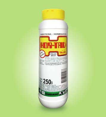 Envase de HOR-TAL eFe, hormiguicida en polvo listo para usar