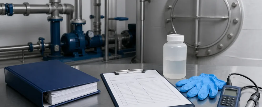 Documentación e instrumentos técnicos para inspección y análisis vinculados con tanques de agua